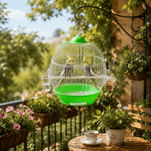Round Hanging Bird Cage, 28 cm – Green
