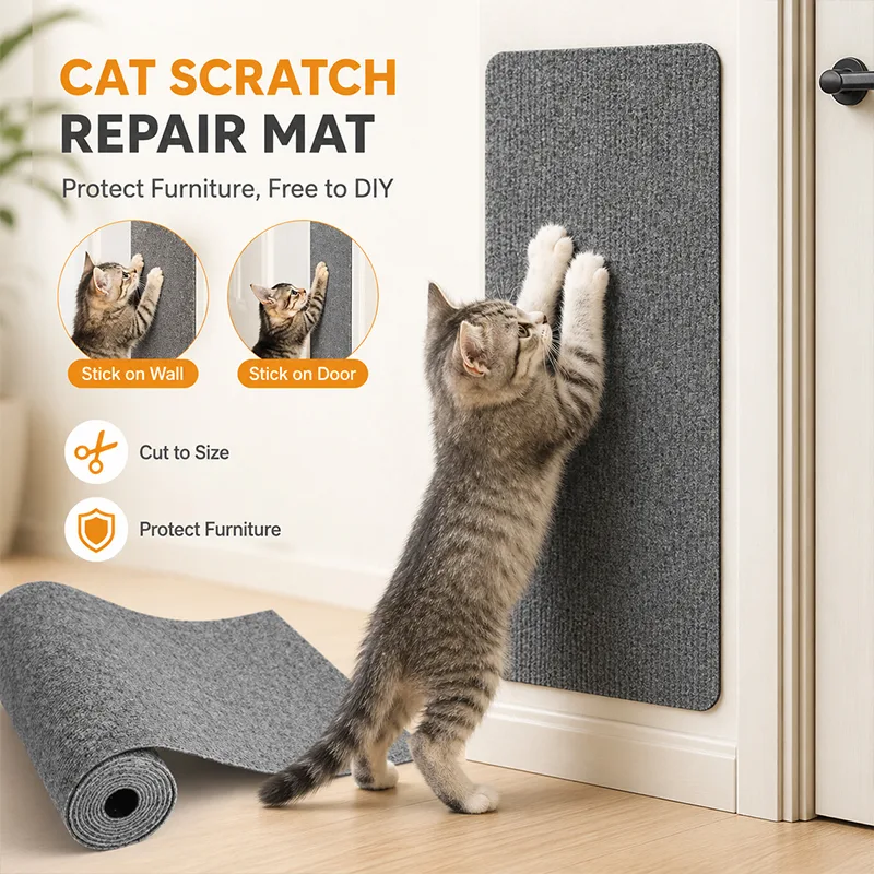 Self-Adhesive Cat Scratch Mat, 30 × 100 cm – Grey Self-Adhesive Cat Scratch Mat, 30 × 100 cm – Grey