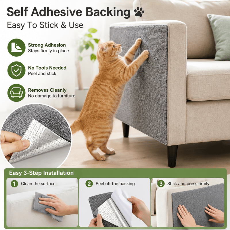 Self-Adhesive Cat Scratch Mat, 30 × 100 cm – Grey Self-Adhesive Cat Scratch Mat, 30 × 100 cm – Grey
